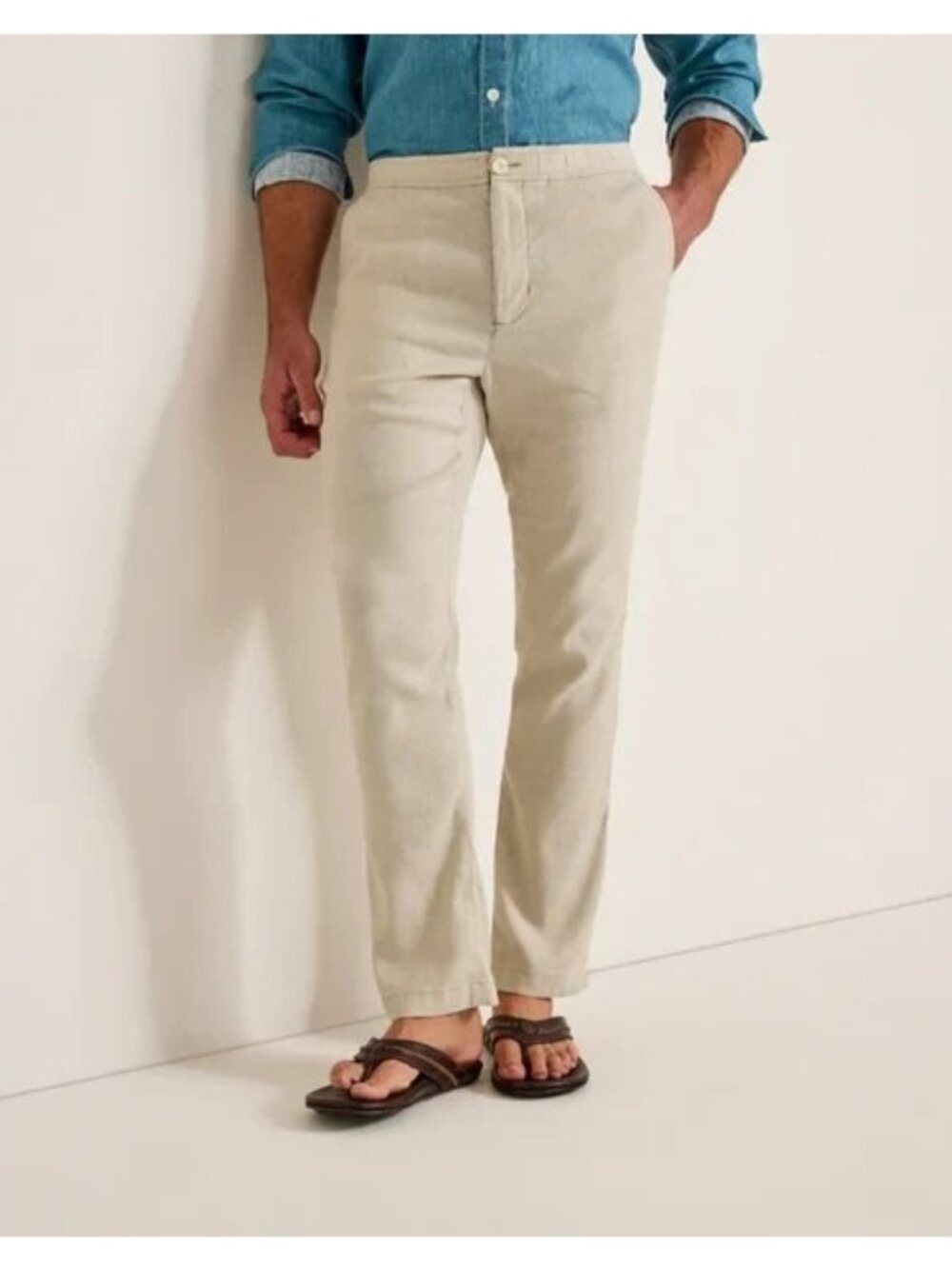 Tommy Bahama Beach Coast Linen Pull-On Pants Mens 2XLB Stone Khaki Big & Tall